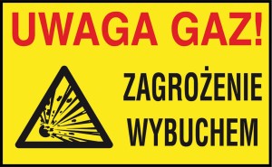 Anro „Uwaga gaz zagrożenie wybuchem”. 250 x 350 mm (Płyta sztywna)