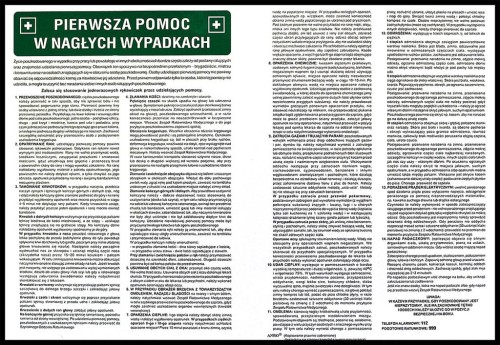 Anro „Pierwsza pomoc w nagłych wypadkach”. 500 x 350 mm (Płyta sztywna)