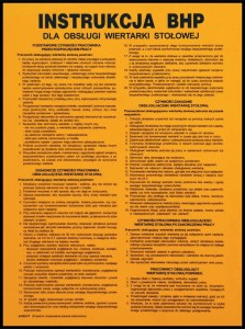Anro „BHP przy obsłudze wiertarki stołowej” 310 x 420 mm (Płyta sztywna)