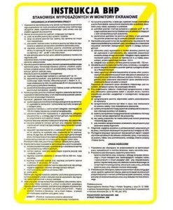 Anro „BHP stanowisk wyposażonych w monitory ekranowe”. 250 x 350 mm (Płyta sztywna)