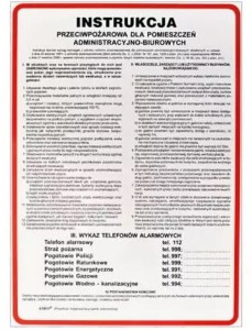 Anro „PPOŻ.dla budynków i pomieszczeń adm.biurowych”. 250 x 350 mm (Płyta sztywna)
