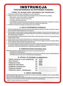 Anro Instrukcja PPOŻ.„Postępowania na wypadek pożaru”. 250 x 350 mm (Płyta sztywna)