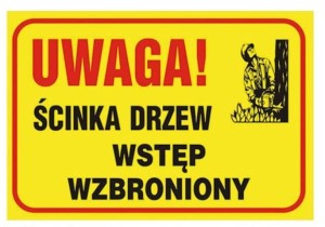 Anro Tablica Uwaga! Ścinka drzew wstęp wzbroniony 250 x 350 mm (Płyta sztywna)