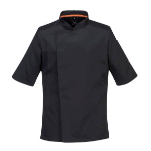 Portwest bluza kucharska C746 BKRnStretch MeshAir Pro krótki rękaw czarna