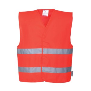 Portwest C474 Kamizelka ostrzegawcza z dwoma taśmami poziomymi czerwony LXL