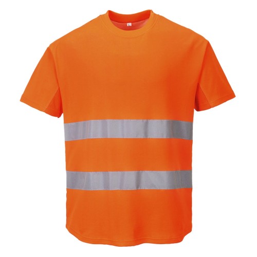 Portwest C394 Ostrzegawczy T-shirt z panelami z siatki pomarańczowy