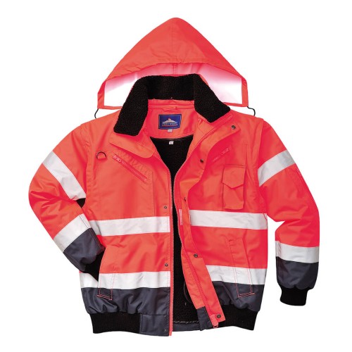 Portwest C465 Kontrastowa kurtka ostrzegawcza Bomber czerwono-granatowy