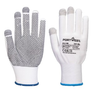 Portwest A118W7R Rękawice do ekranów dotykowych Grip 13 PVC z nakropieniem (Pk12) biały/szary