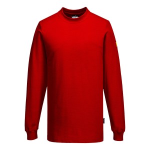 T-shirt antystatyczny ESD z długim rękawem AS22DRR ciemnoczerwony