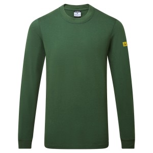 T-shirt antystatyczny ESD z długim rękawem AS22FGR leśna zieleń
