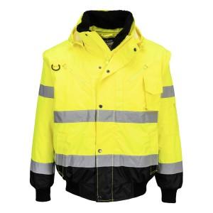 Kontrastowa kurtka ostrzegawcza Bomber 3 w 1 C465YBRXS żółty/czarny XS