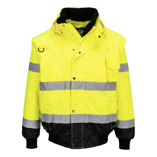 Kontrastowa kurtka ostrzegawcza Bomber 3 w 1 C465YBRXS żółty/czarny XS