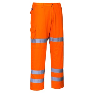 Portwest RT49 Spodnie bojówki ostrzegawcze z 3 taśmami pomarańczowy