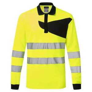 Portwest PW220YBR Ostrzegawcza koszulka Polo z długimi rękawami PW2 żółty/czarny