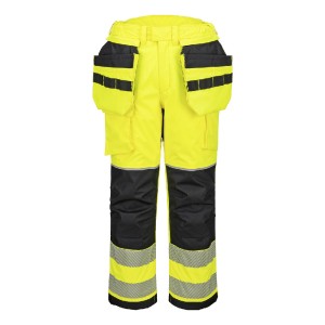Spodnie zimowe trudnopalne i ostrzegawcze PW3 Modaflame Rain z kieszeniami kaburowymi. FR427YBR żółty/czarny