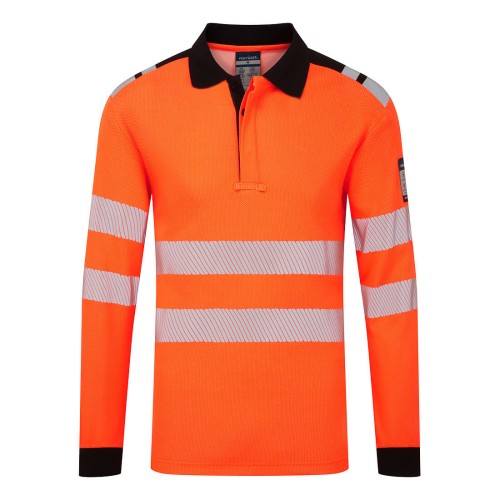 Koszulka polo z długim rękawem PW3 Modaflame Knit HVO FR FR734OBR pomarańczowy/czarny