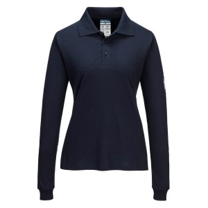 Koszulka trudnopalna Modaflame Polo z długimi rękawami FR758NVR granatowy