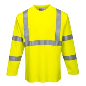Portwest FR96 Trudnopalny t-shirt ostrzegawczy z długimi rękawami żółty