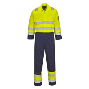 Portwest MV28 Kombinezon ostrzegawczy Modaflame granatowo-seledynowy rozm. L wydłużone