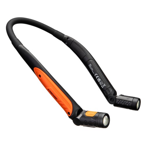 Latarka LED USB na szyję PA73BKO czarny/pomarańczowy