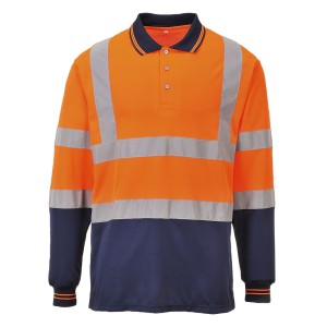 Portwest S279 Dwukolorowa koszulka polo z długimi rękawami granatowo-pomarańczowy
