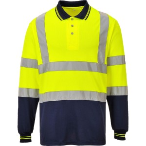 Portwest S279 Dwukolorowa koszulka polo z długimi rękawami granatowo-seledynowy