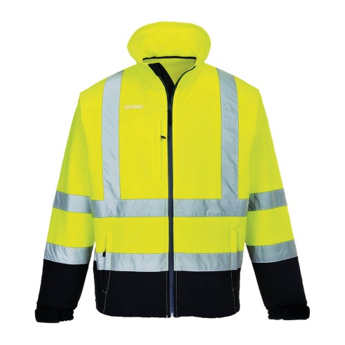 Portwest S425 Softshell ostrzegawczy (3 warstwy) granatowo-seledynowy