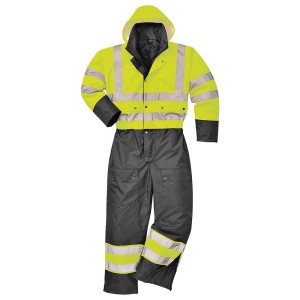 Portwest S485 Kombinezon ostrzegawczy kontrastowy ocieplany czarno-żółty