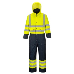 Portwest S485 Kombinezon ostrzegawczy kontrastowy ocieplany granatowo-seledynowy