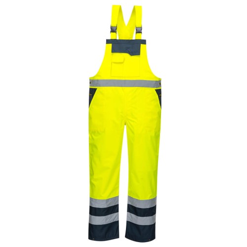 Portwest S488 Kontrastowe ogrodniczki ostrzegawcze nieocieplane granatowo-seledynowy