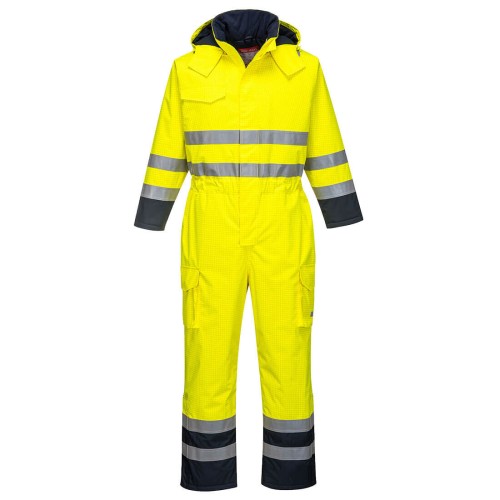 Portwest S775 Wodoodporny kombinezon ostrzegawczy Bizflame Multi granatowo-seledynowy