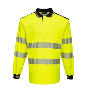 Portwest T184 Polówka ostrzegawcza PW3 z długim rękawem czarno-żółty