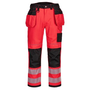 Portwest T501 Spodnie ostrzegawcze kieszenie kaburowe czerwony