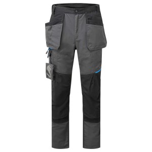 Portwest T719MGR Spodnie robocze z kaburami WX3 Slim Fit metal szary