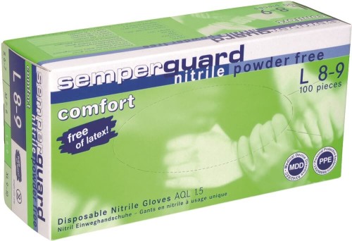 Rękawice jednorazowe SEMPERGUARD Comfort bezpudrowe-niebieskie