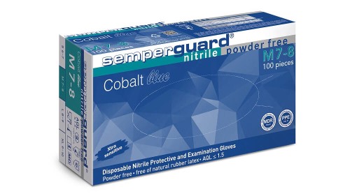 Rękawice jednorazowe SEMPERGUARD Cobalt bezpudrowe-niebieskie