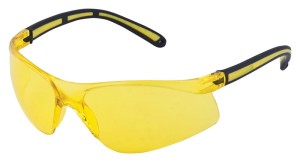 Okulary M8200 Lekkie okulary ochronne, szerokie szkło z jednego kawałku, integrowany czarny nosek, zauszniki z miękkimi żółtymi częściami, niezaparowujące, niezarysowujące dymione szkła