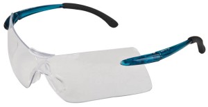 Okulary M9000 Lekkie okulary ochronne, przezroczyste niebieskie zauszniki z miękkimi czarnymi końcówkami, bezbarwny miękki nosek, niezaparowujące, niezarysowujące, bezbarwne szkła