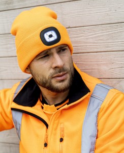 Czapka zimowa z latarką LED Ardon BOAST, pomarańczowa HiVis
