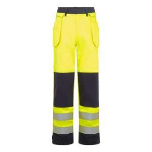 Spodnie trudnopalne i ostrzegawcze Bizflame Work z kaburami FR440YNR żółty/granatowy