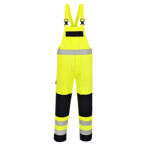 Portwest FR63 Ogrodniczki ostrzegawcze trudnopalne Multi-Norm granatowo-seledynowy
