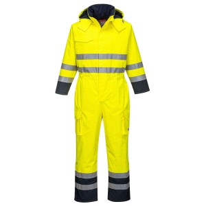 Portwest S775 Wodoodporny kombinezon ostrzegawczy Bizflame Multi granatowo-seledynowy