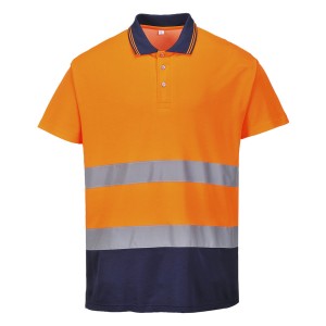 Portwest S174 Koszulka polo dwukolorowa Cotton Comfort granatowo-pomarańczowy