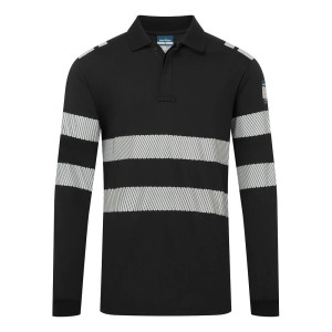 Koszulka trudnopalna Polo z długim rękawem PW3 Modaflame Knit FR733BKR czarny