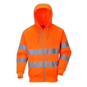 Portwest B305 Bluza ostrzegawcza z kapturem zapinana na zamek błyskawiczny pomarańczowy