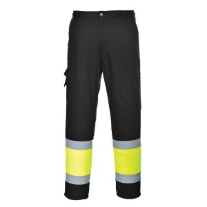 Portwest E049 Spodnie bojówki dwukolorowe z elementem odblaskowym żółty