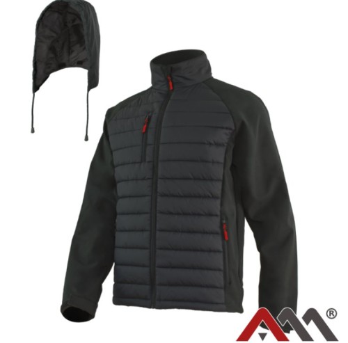 Kurtka HYBRID soft pikowana + softshell czarna
