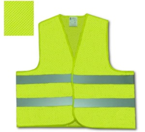 Kamizelka ostrzegawcza seledynowa siatkowa z dwoma pasami odblaskowymi