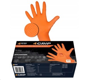 4WRK Rękawice jednorazowe nitrylowe teksturowane 4GRIP pomarańczowe 50 szt
