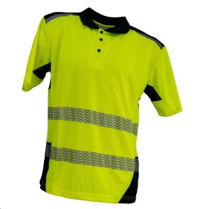 Koszulka Polo URG_961 seledynowy z pasami odblaskowymi